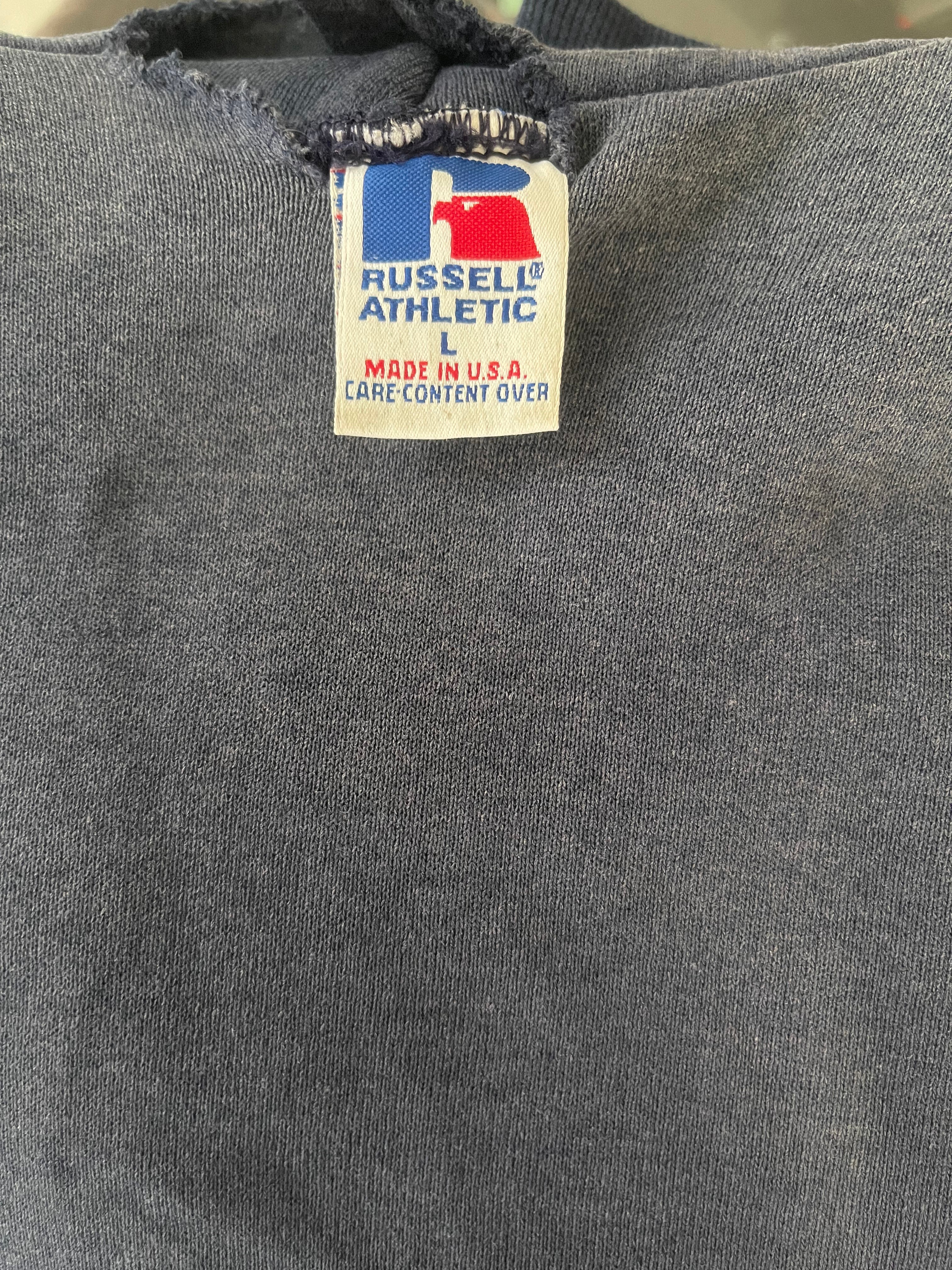 #1 "Yellow Font" Dark Blue Russell Athletic Hoodie