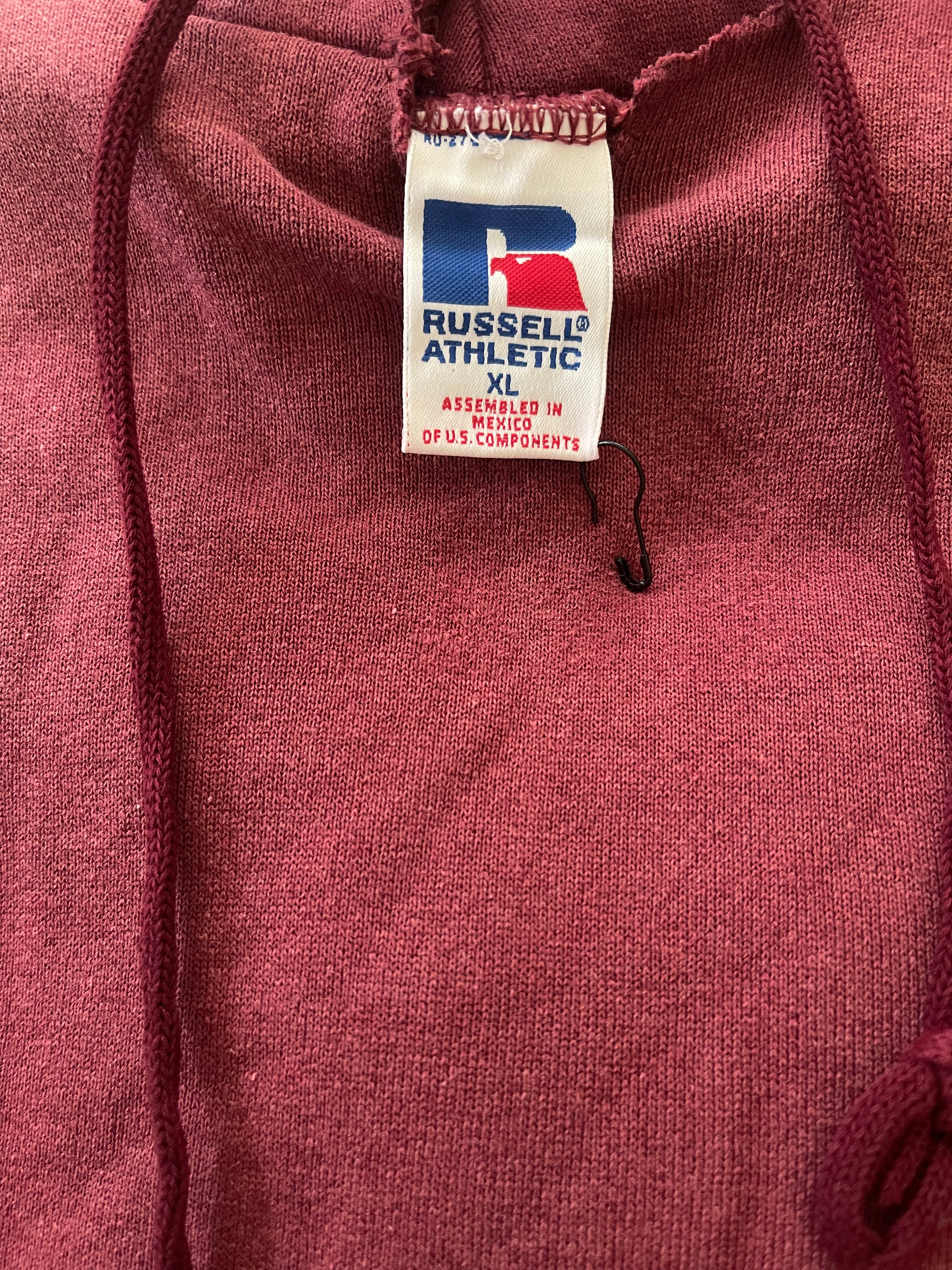 "Yellow Font" Maroon Russell Athletic Hoodie