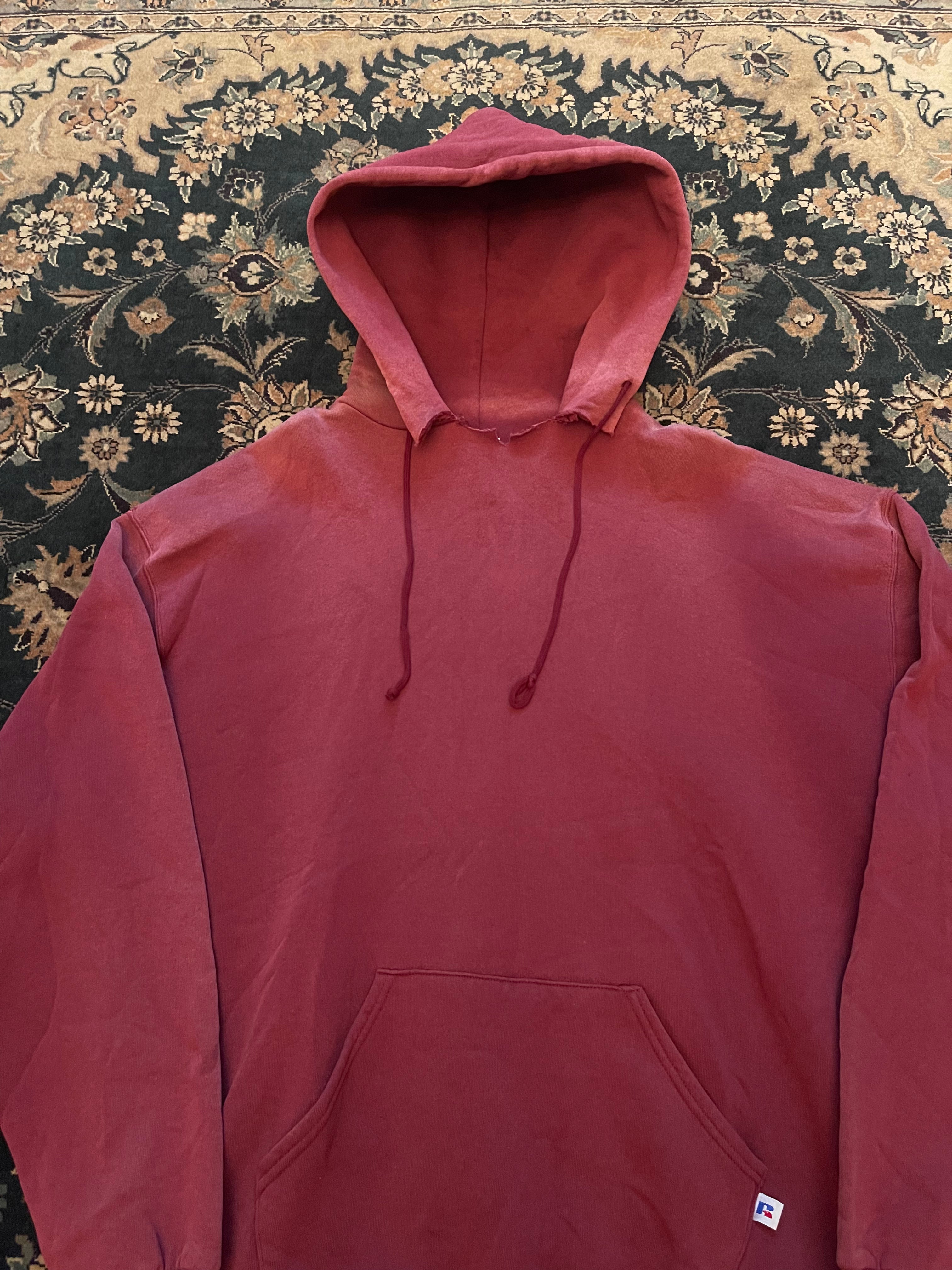 "Yellow Font" Maroon Russell Athletic Hoodie