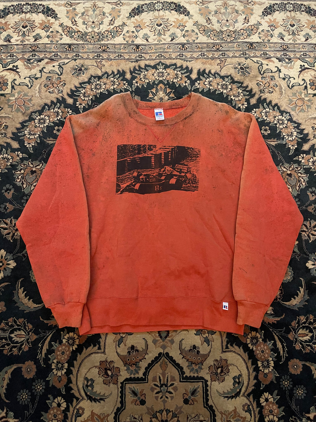 "Senna vs. Prost" Orange Russell Athletic Sweater
