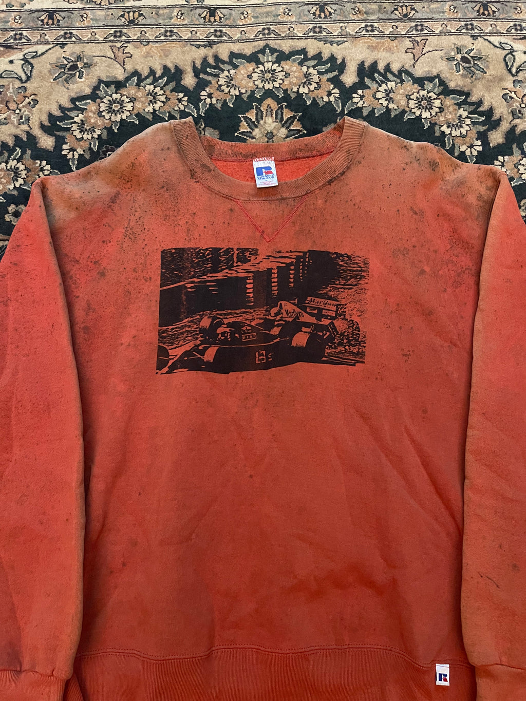 "Senna vs. Prost" Orange Russell Athletic Sweater